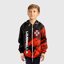 Ветровка с капюшоном детская Umbrella corp - красный, цвет: 3D-белый — фото 2