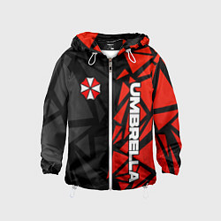 Ветровка с капюшоном детская Umbrella corp - красные фрагменты, цвет: 3D-белый