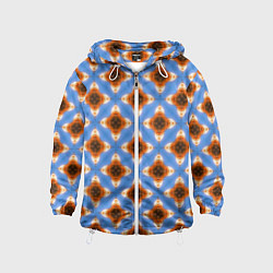 Ветровка с капюшоном детская Калейдоскоп на голубом фоне, цвет: 3D-белый