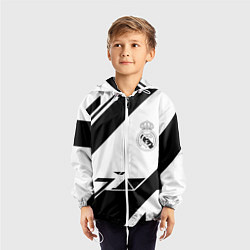 Ветровка с капюшоном детская Real Madrid geometry, цвет: 3D-белый — фото 2