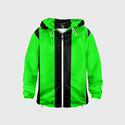 Ветровка с капюшоном детская Color black green, цвет: 3D-белый