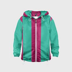 Ветровка с капюшоном детская Color turquoise pink, цвет: 3D-белый