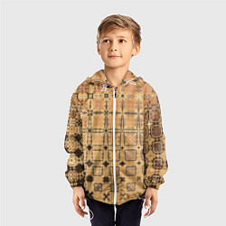 Ветровка с капюшоном детская Абстрактный узор кремово-песочный, цвет: 3D-белый — фото 2