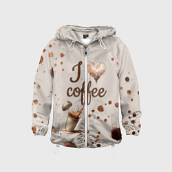 Ветровка с капюшоном детская Пятна кофе часть дизайна - можно проливать, цвет: 3D-белый