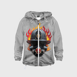 Ветровка с капюшоном детская Пожарник, цвет: 3D-белый