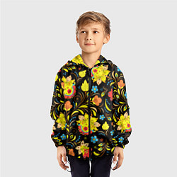 Ветровка с капюшоном детская Хохлома узор, цвет: 3D-черный — фото 2