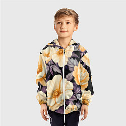 Ветровка с капюшоном детская Крупные жёлтые цветы, цвет: 3D-белый — фото 2