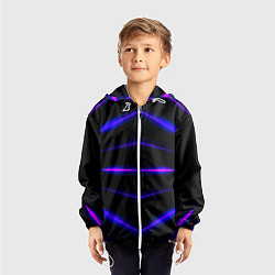 Ветровка с капюшоном детская Color black neon stripes, цвет: 3D-белый — фото 2