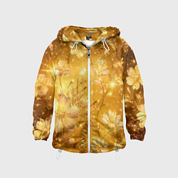 Ветровка с капюшоном детская Цветочный золотой с искрами, цвет: 3D-белый
