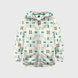 Ветровка с капюшоном детская Узорчатый паттерн в квадратных ячейках, цвет: 3D-белый