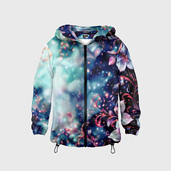 Детская ветровка Магические цветы сине-зелёный