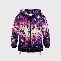 Ветровка с капюшоном детская Абстракция фиолетовые пайетки имитация, цвет: 3D-черный