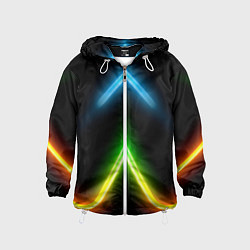 Ветровка с капюшоном детская Neon multicolored lines, цвет: 3D-белый