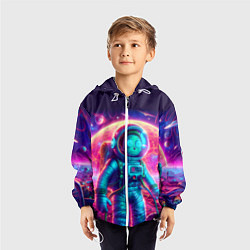 Ветровка с капюшоном детская Морти в одиночестве на неоновой планете, цвет: 3D-белый — фото 2