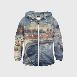 Ветровка с капюшоном детская Новогодние праздники в Москве, цвет: 3D-белый