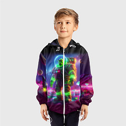 Ветровка с капюшоном детская Космонавт Шрук в неоновом скафандре на загадочной, цвет: 3D-белый — фото 2