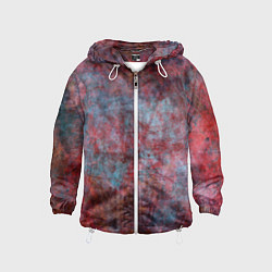 Ветровка с капюшоном детская Абстракция - red rust on blue, цвет: 3D-белый