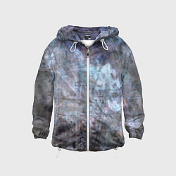 Ветровка с капюшоном детская Абстракция - gray-blue hurricane, цвет: 3D-белый