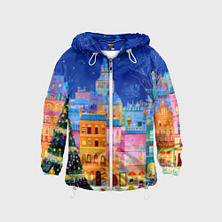 Детская ветровка Разноцветные новогодние домики