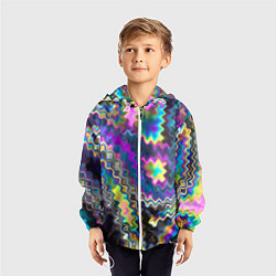 Ветровка с капюшоном детская Абстракция переливы, цвет: 3D-белый — фото 2