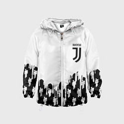 Ветровка с капюшоном детская Ювентус краски люди, цвет: 3D-белый