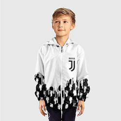 Ветровка с капюшоном детская Ювентус краски люди, цвет: 3D-белый — фото 2