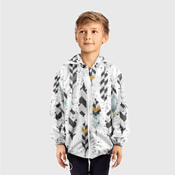 Ветровка с капюшоном детская Перья, цвет: 3D-белый — фото 2