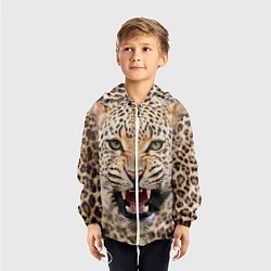 Ветровка с капюшоном детская Взгляд леопарда, цвет: 3D-белый — фото 2