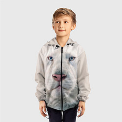 Ветровка с капюшоном детская Взгляд белого льва, цвет: 3D-черный — фото 2