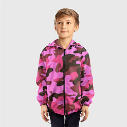 Ветровка с капюшоном детская Камуфляж: розовый/коричневый, цвет: 3D-черный — фото 2