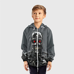 Ветровка с капюшоном детская Скелет Терминатора, цвет: 3D-белый — фото 2