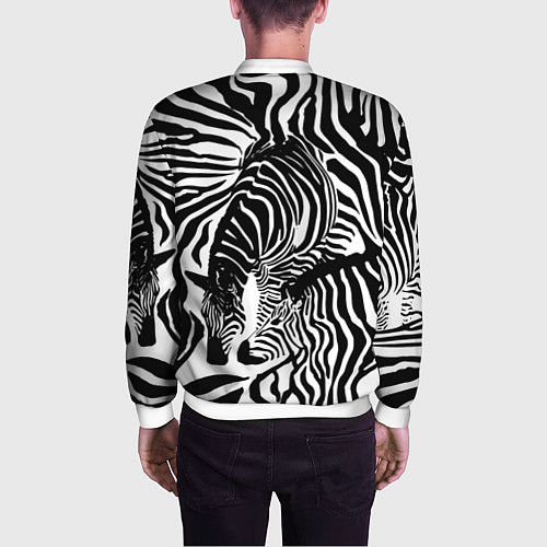 Мужской бомбер Полосатая зебра / 3D-Белый – фото 4