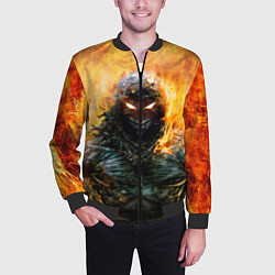 Бомбер мужской Disturbed: Monster Flame, цвет: 3D-черный — фото 2