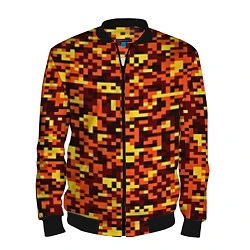 Бомбер мужской Камуфляж пиксельный: оранжевый/желтый, цвет: 3D-черный