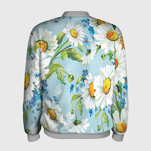 Мужской бомбер Ромашки / 3D-Меланж – фото 2