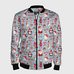 Бомбер мужской Рождественская Милота, цвет: 3D-черный