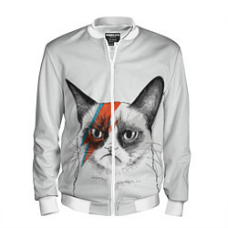 Бомбер мужской David Bowie: Grumpy cat, цвет: 3D-белый