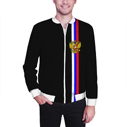 Бомбер мужской Лента с гербом России, цвет: 3D-белый — фото 2