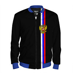 Бомбер мужской Лента с гербом России, цвет: 3D-синий