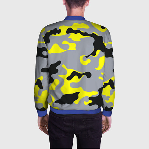Мужской бомбер Yellow & Grey Camouflage / 3D-Синий – фото 4
