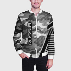 Бомбер мужской Russia: Grey Camo, цвет: 3D-белый — фото 2