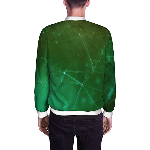 Мужской бомбер Cyberpunk 2077: Green Network / 3D-Белый – фото 4