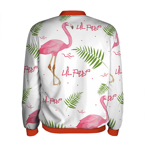 Мужской бомбер Lil Peep: Pink Flamingo / 3D-Красный – фото 2