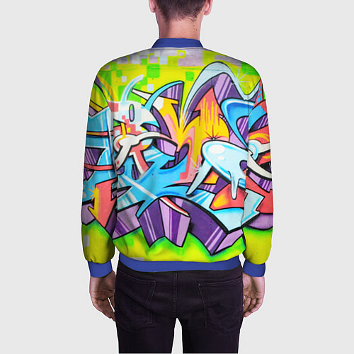 Мужской бомбер Неоновая кислота / 3D-Синий – фото 4
