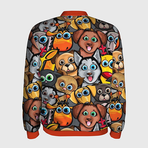 Мужской бомбер Веселые собаки / 3D-Красный – фото 2