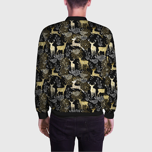 Мужской бомбер Рождественские олени / 3D-Черный – фото 4