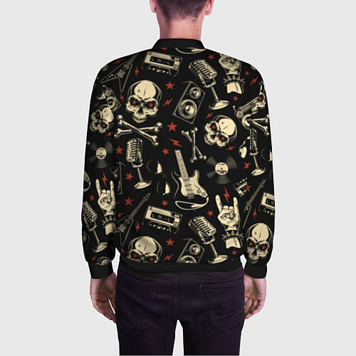 Мужской бомбер Гранж с черепами / 3D-Черный – фото 4