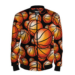 Бомбер мужской Баскетбольные яркие мячи, цвет: 3D-черный