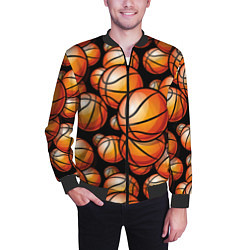 Бомбер мужской Баскетбольные яркие мячи, цвет: 3D-черный — фото 2