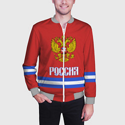 Бомбер мужской Хоккей: Россия, цвет: 3D-меланж — фото 2